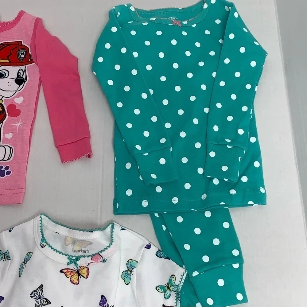 Lot of 3 Infants Size 12M Pajama Sets Polka Dot Butterfly Paw Patrol